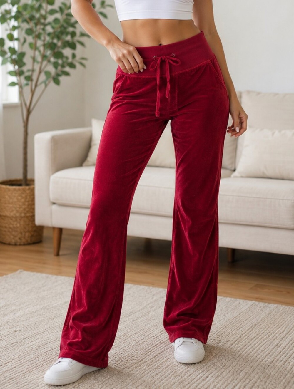 ❤️ Tek Gear XS Red Velour Fit & Flare Lounge Pants